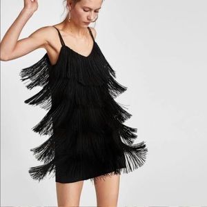Zara Fringe Mini Dress in size L